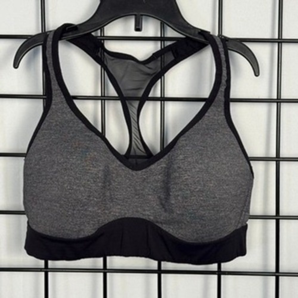 Lululemon Sports Bra Womens 6 Heathered Black Sports Top Yoga Run Mesh C/D